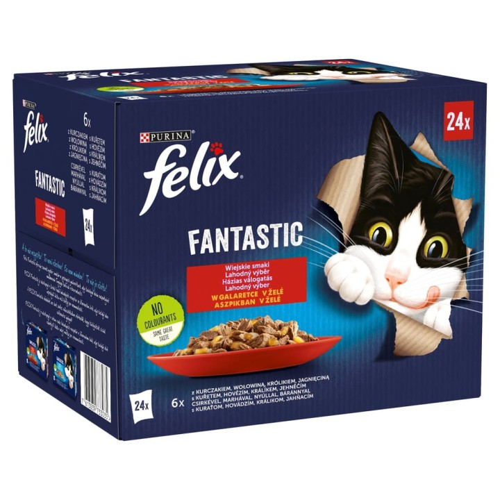 Felix Fantastic Karma dla kotów wiejskie smaki w galaretce 24 x 85g