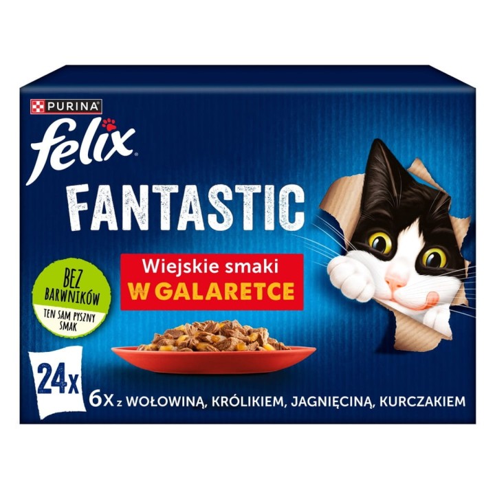 Felix Fantastic Karma dla kotów wiejskie smaki w galaretce 24 x 85g