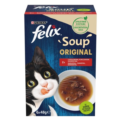 Felix Soup Original 6x48g Uzupełniająca Karma Dla Kota Mix 3 Smaków