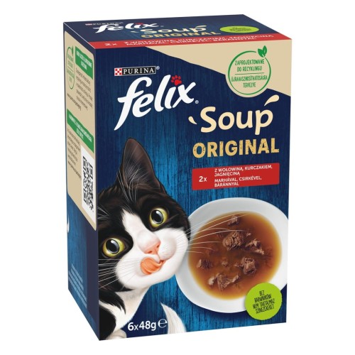 Felix Soup Original 6x48g Uzupełniająca Karma Dla Kota Mix 3 Smaków