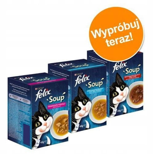Felix Soup Original 6x48g Uzupełniająca Karma Dla Kota Mix 3 Smaków
