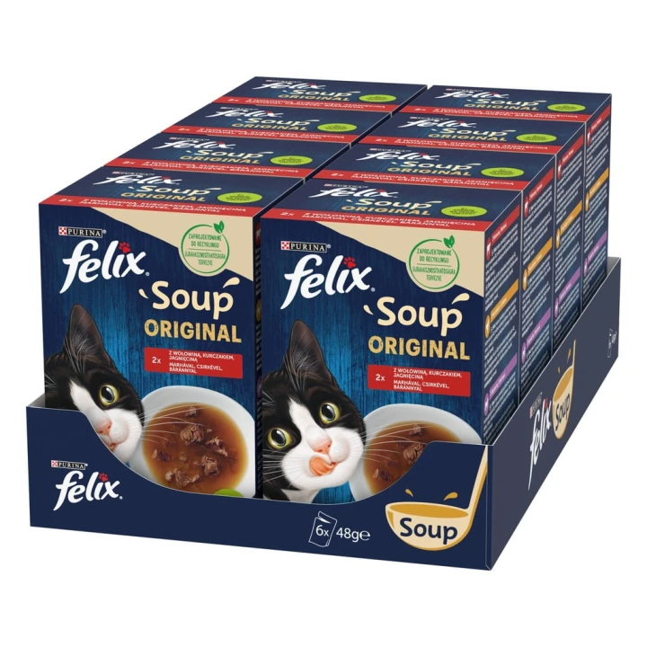 Felix Soup Original 6x48g Uzupełniająca Karma Dla Kota Mix 3 Smaków