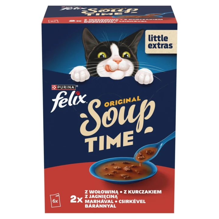 Felix Soup Original 6x48g Uzupełniająca Karma Dla Kota Mix 3 Smaków