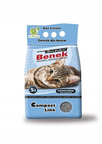 Żwirek Bentonitowy dla Kota do kuwety zbrylający Super Benek Naturalny 5L
