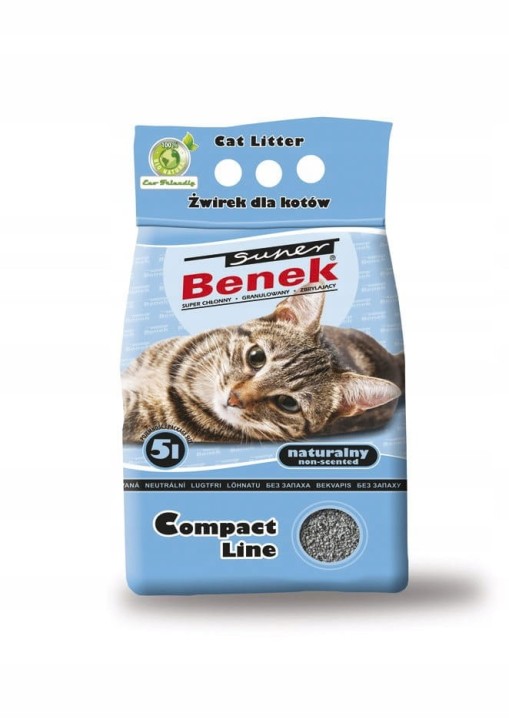 Żwirek Bentonitowy dla Kota do kuwety zbrylający Super Benek Naturalny 5L