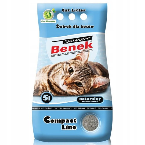 Żwirek Bentonitowy dla Kota do kuwety zbrylający Super Benek Naturalny 5L