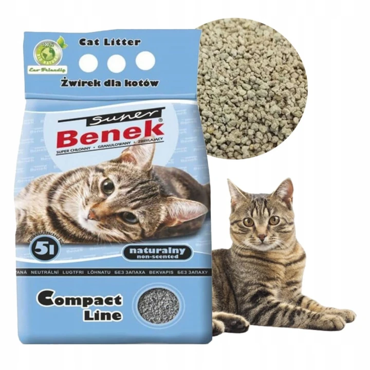 Żwirek Bentonitowy dla Kota do kuwety zbrylający Super Benek Naturalny 5L