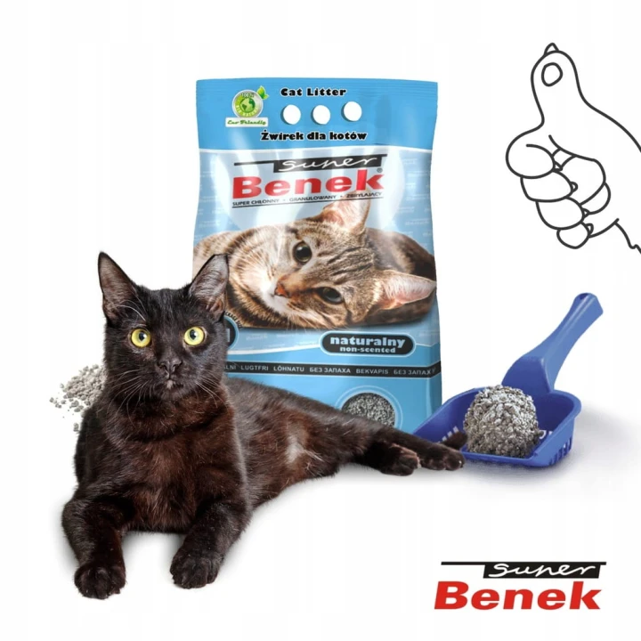 Żwirek Bentonitowy dla Kota do kuwety zbrylający Super Benek Naturalny 5L