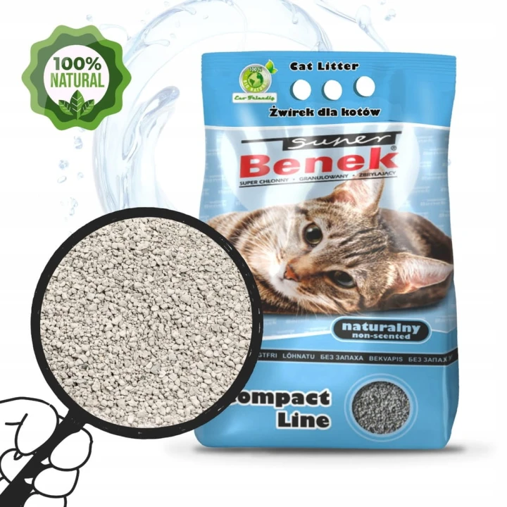 Żwirek Bentonitowy dla Kota do kuwety zbrylający Super Benek Naturalny 5L