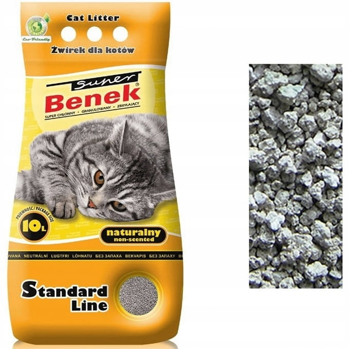 Żwirek dla kota Super Benek bezpyłowy bezzapachowy zbrylający 10 l