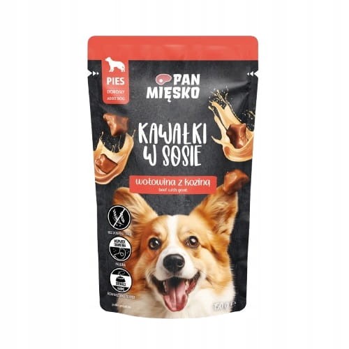 Pan Mięsko Karma mokra dla psa Kawałki w sosie Wołowina z koziną 150 g