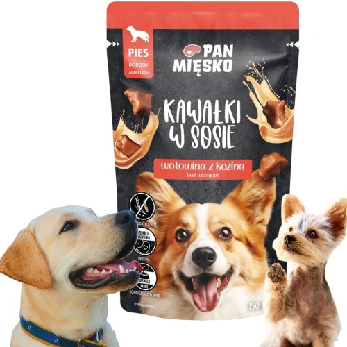 Pan Mięsko Karma mokra dla psa Kawałki w sosie Wołowina z koziną 150 g