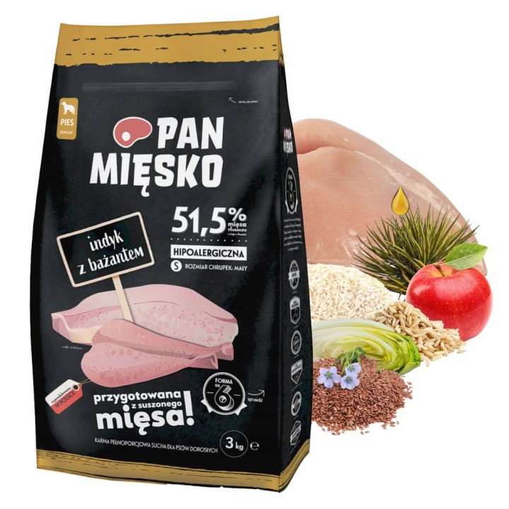 Karma dla psa Pan Mięsko indyk z bażantem 3kg