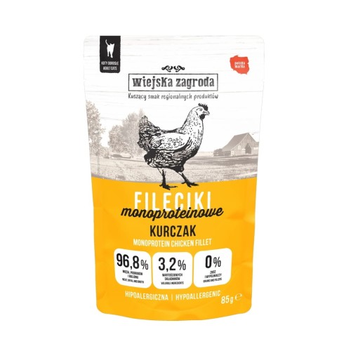 Wiejska Zagroda Karma mokra dla kota Fileciki Monoproteinowa Kurczak 85g