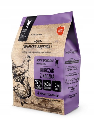 Wiejska zagroda karma sucha dla kota kurczak z kaczką 400g