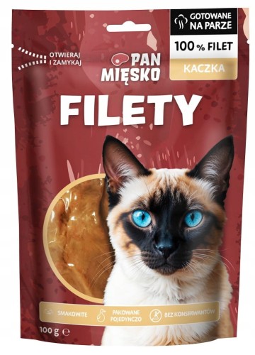 Pan Mięsko Przysmak dla kota Filety Kaczka 100g