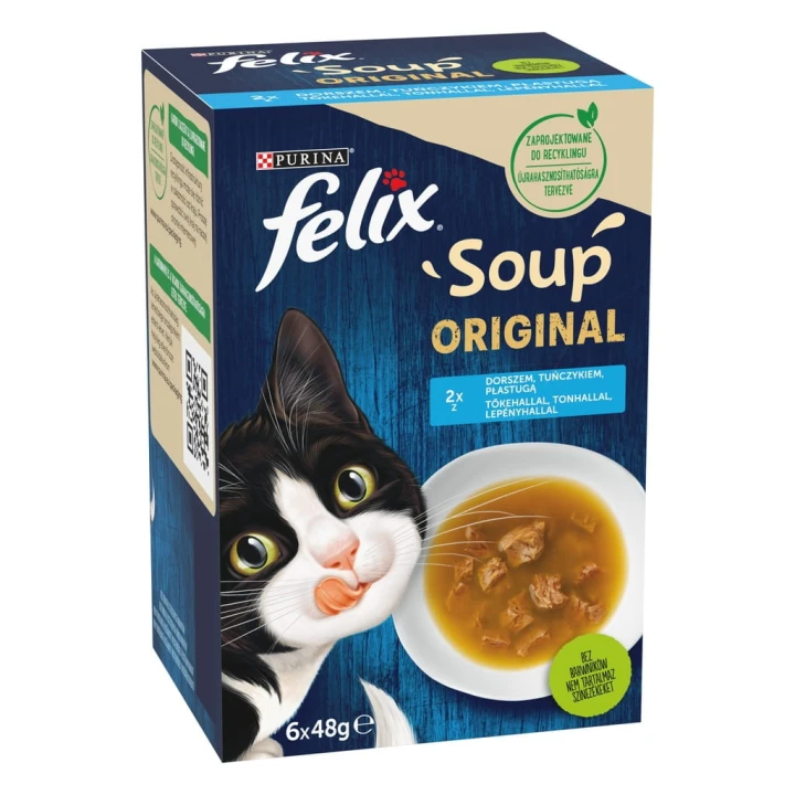Felix Soup Original Karma Dla Kota 6x48g Rybne Smaki Dorsz Tuńczyk Płastuga