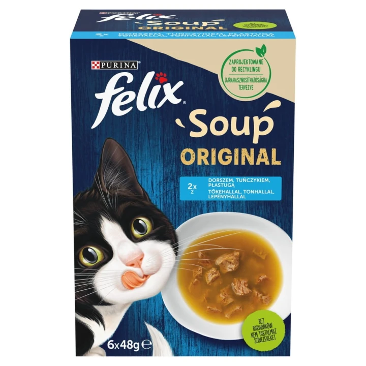 Felix Soup Original Karma Dla Kota 6x48g Rybne Smaki Dorsz Tuńczyk Płastuga