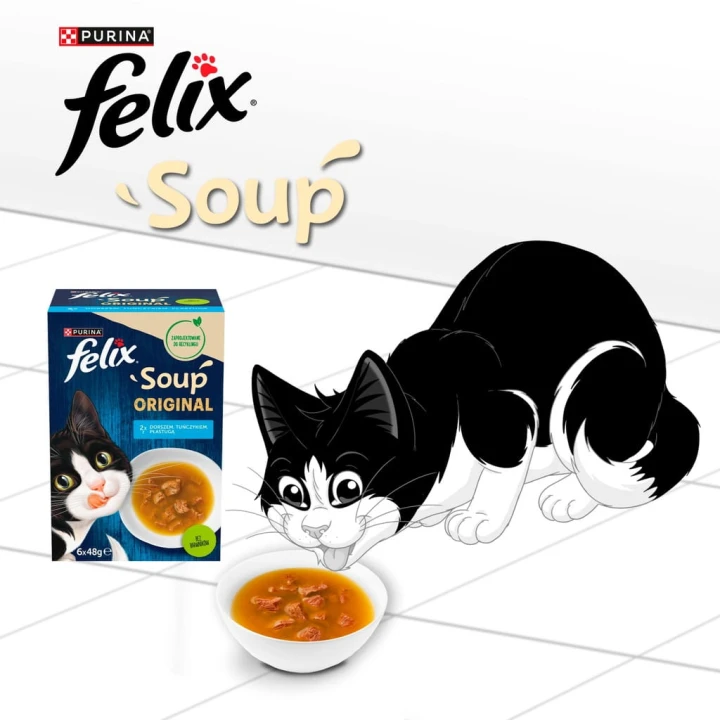 Felix Soup Original Karma Dla Kota 6x48g Rybne Smaki Dorsz Tuńczyk Płastuga