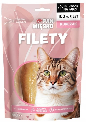 Pan Mięsko przysmak dla kota Filety Kurczak 100g