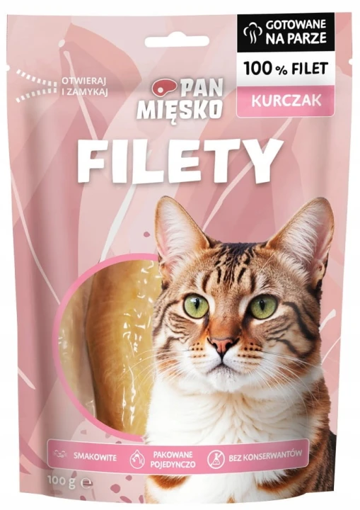 Pan Mięsko przysmak dla kota Filety Kurczak 100g