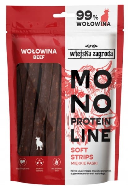 Wiejska Zagroda monoproteinowe miękkie paski wołowina 100g