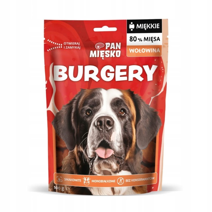 Pan Mięsko przysmak dla psa burgery wołowina 100g