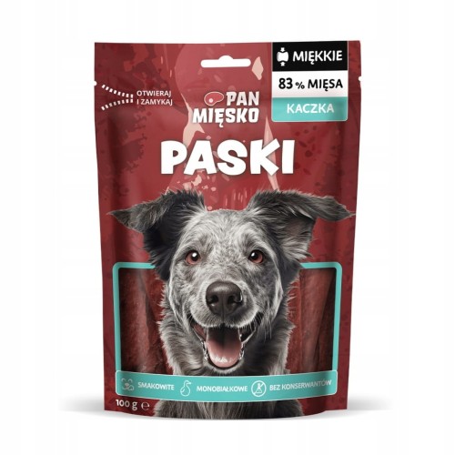 Przysmak dla psa paski Pan Mięsko z kaczką 100g