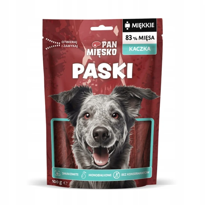 Przysmak dla psa paski Pan Mięsko z kaczką 100g