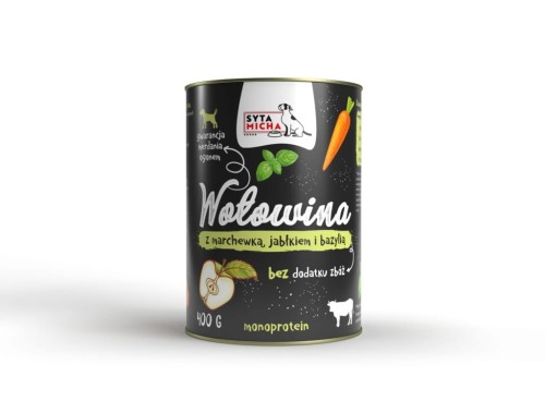 Syta Micha Karma mokra dla psa wołowina z marchewką,jabłkiem i bazylią 400g