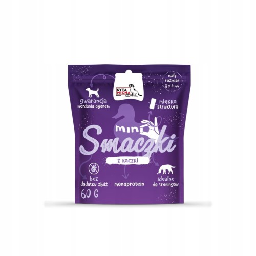 Syta micha MINI suszone smaczki z kaczki do tresury i treningu 60g