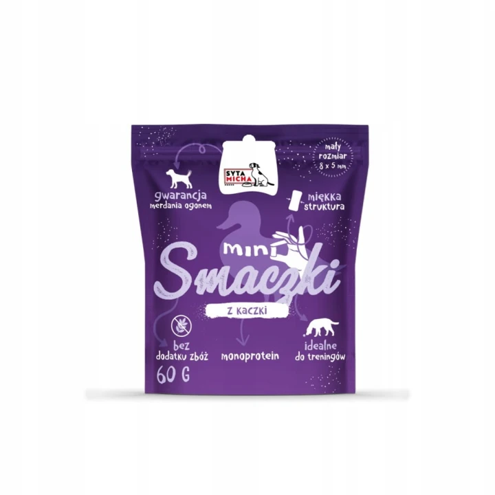 Syta micha MINI suszone smaczki z kaczki do tresury i treningu 60g