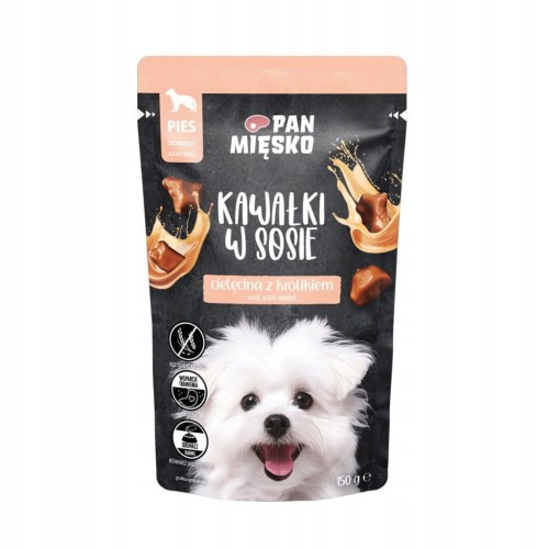 Pan Mięsko Karma mokra dla psa Kawałki w sosie Cielęcina z królikiem 150 g