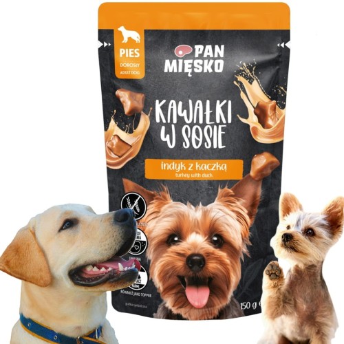 Pan Mięsko mokra karma dla psa indyk z kaczką saszetka 150g