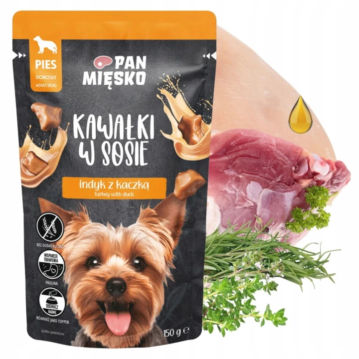 Pan Mięsko mokra karma dla psa indyk z kaczką saszetka 150g
