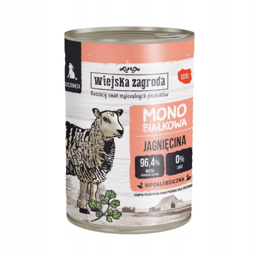 Wiejska Zagroda mokra karma dla psa szczeniąt jagnięcina monobiałkowa 400g