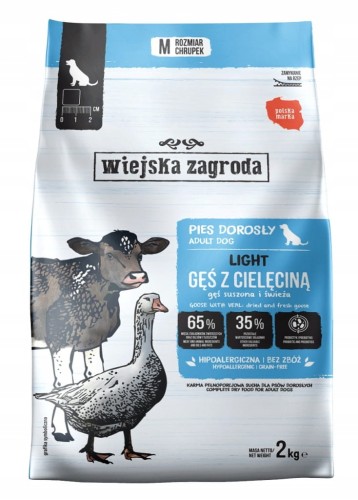 Wiejska Zagroda karma sucha dla psa Light Gęś z cielęciną 2 kg