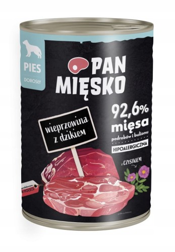 Pan Mięsko karma mokra dla psa wieprzowina z dzikiem (dorosły) 400g