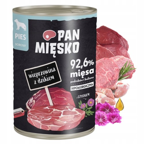 Pan Mięsko karma mokra dla psa wieprzowina z dzikiem (dorosły) 400g