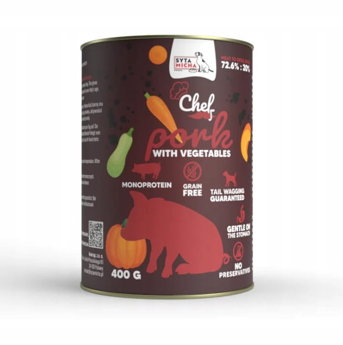 Syta Micha CHEF karma mokra dla psa wieprzowina z warzywami 400g bez zbóż