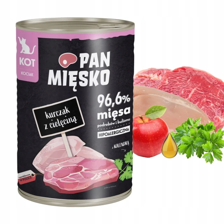 Pan Mięsko mokra karma dla kociąt kurczak z cielęciną 400g