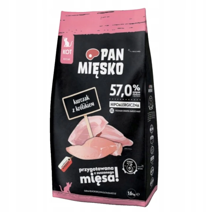 Pan Mięsko karma sucha dla kociąt kurczak z królikiem chrupki XS 1,6 kg