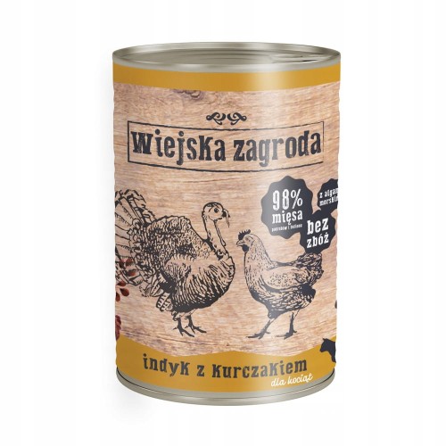 Wiejska Zagroda karma mokra dla kociąt indyk z kurczakiem 400g