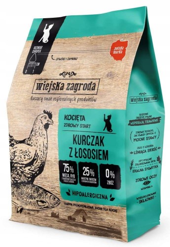 Wiejska Zagroda dla kociąt kurczak z łososiem 400g