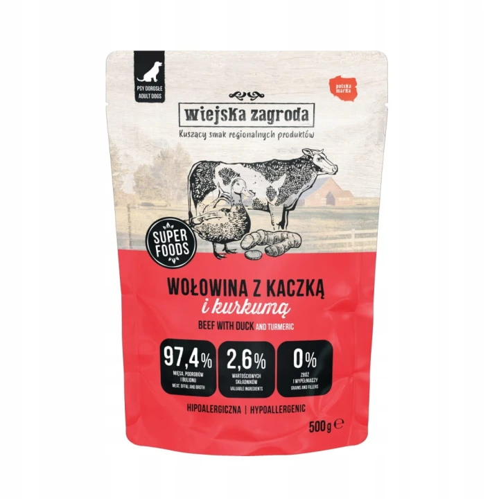 Wiejska Zagroda karma mokra dla psa wołowina z kaczką 500 g