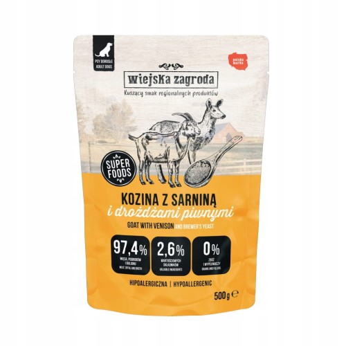 WIEJSKA ZAGRODA Kozina z Sarniną 500g mokra karma dla psa saszetka
