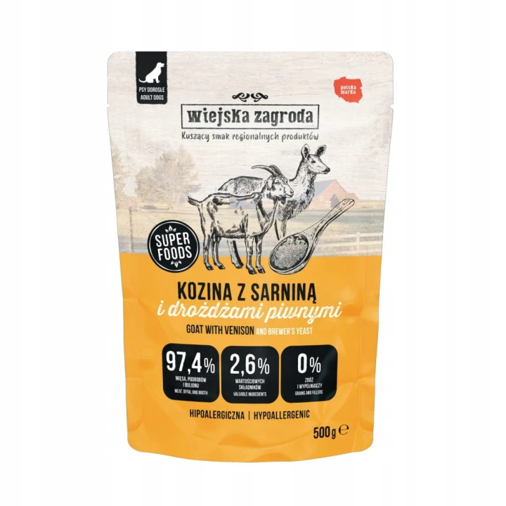 WIEJSKA ZAGRODA Kozina z Sarniną 500g mokra karma dla psa saszetka