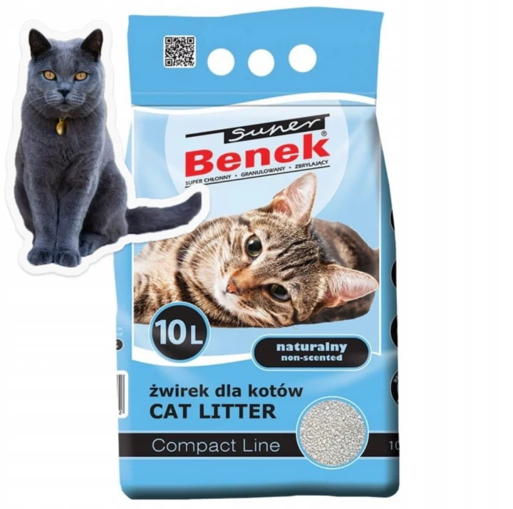 Żwirek dla kota Super Benek COMPACT NATURALNY 10l