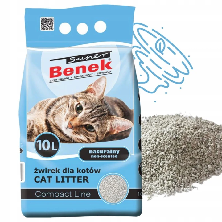 Żwirek dla kota Super Benek COMPACT NATURALNY 10l