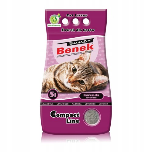 Żwirek dla kota Super Benek Compact Lawenda 5L